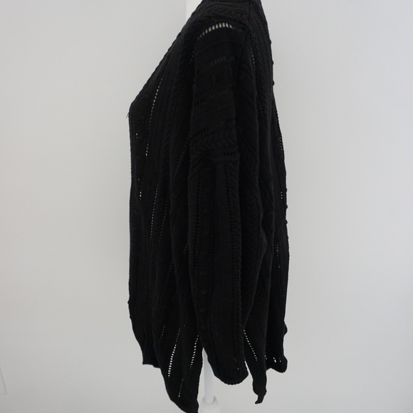 Cotton by Autumn Cashmere NWT Black Drape Duster Tiered Cardigan Sweater XL - Picture 4 of 8